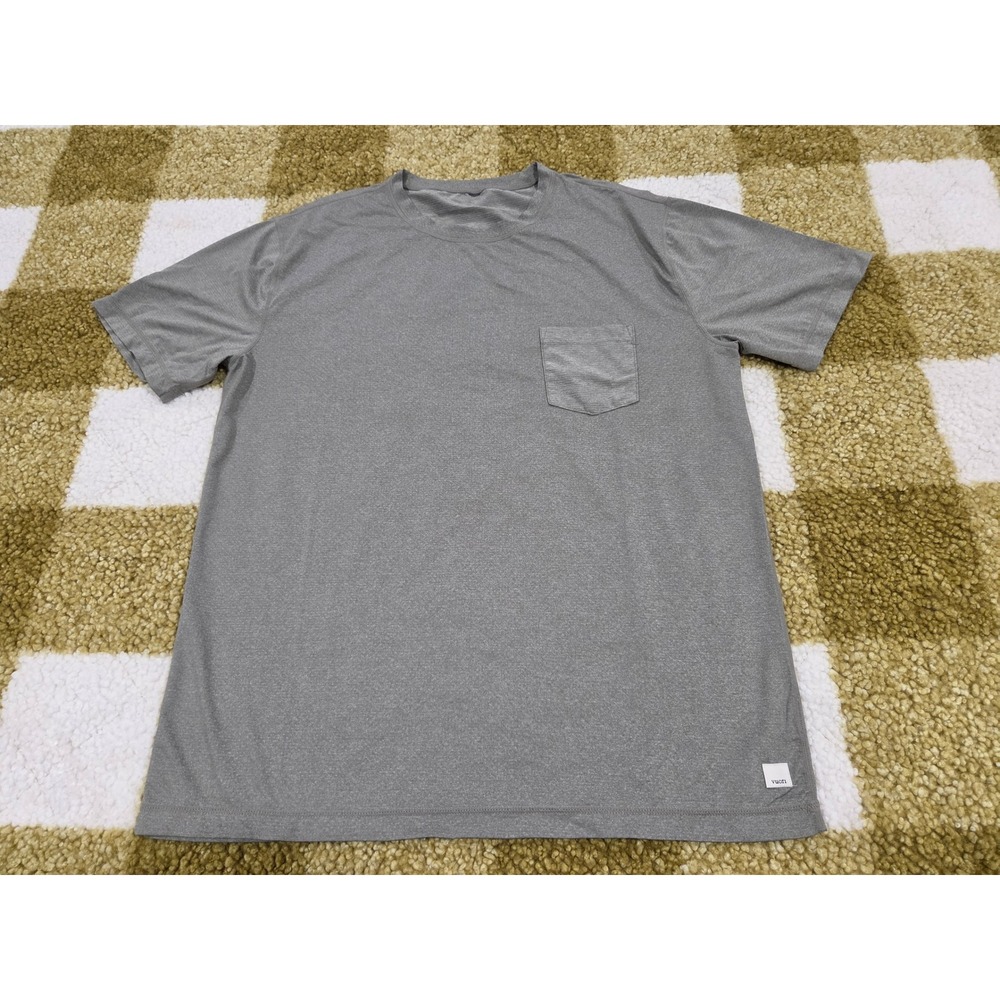 Vuori Mens Short Sleeve Pocket T-Shirt Heathered Gray Crew Neck Activewear L